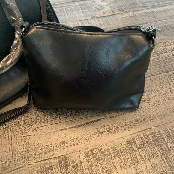 2 Piece Bag Purse Set, handles strap, NWOT, Black and Brown Faux leather - Picture 3 of 12